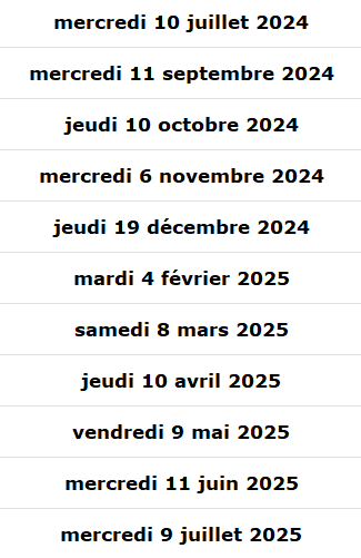 calendrier 2024 2025