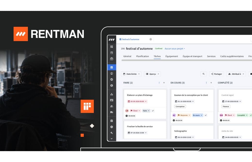 Rentman lance Organize
